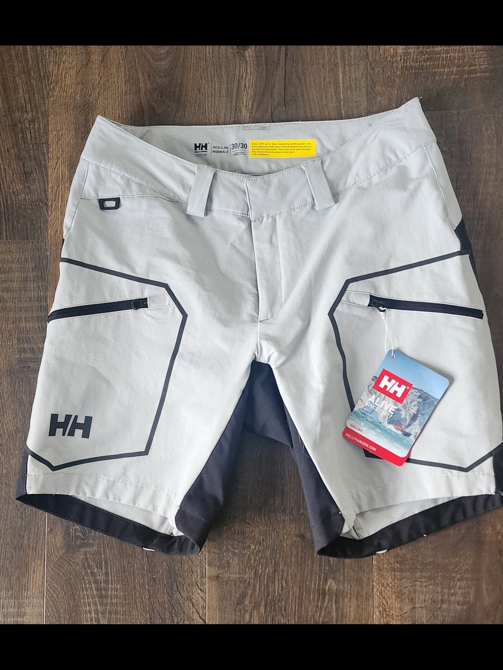 Helly Hansen Men’s Light Gray Athletic Shorts with Black Trim
